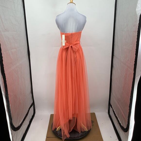 Eva Mendes Dress Womens 0 Deep Peach Sweetheart Strapless Chiffon Lined Maxi - Picture 5 of 14